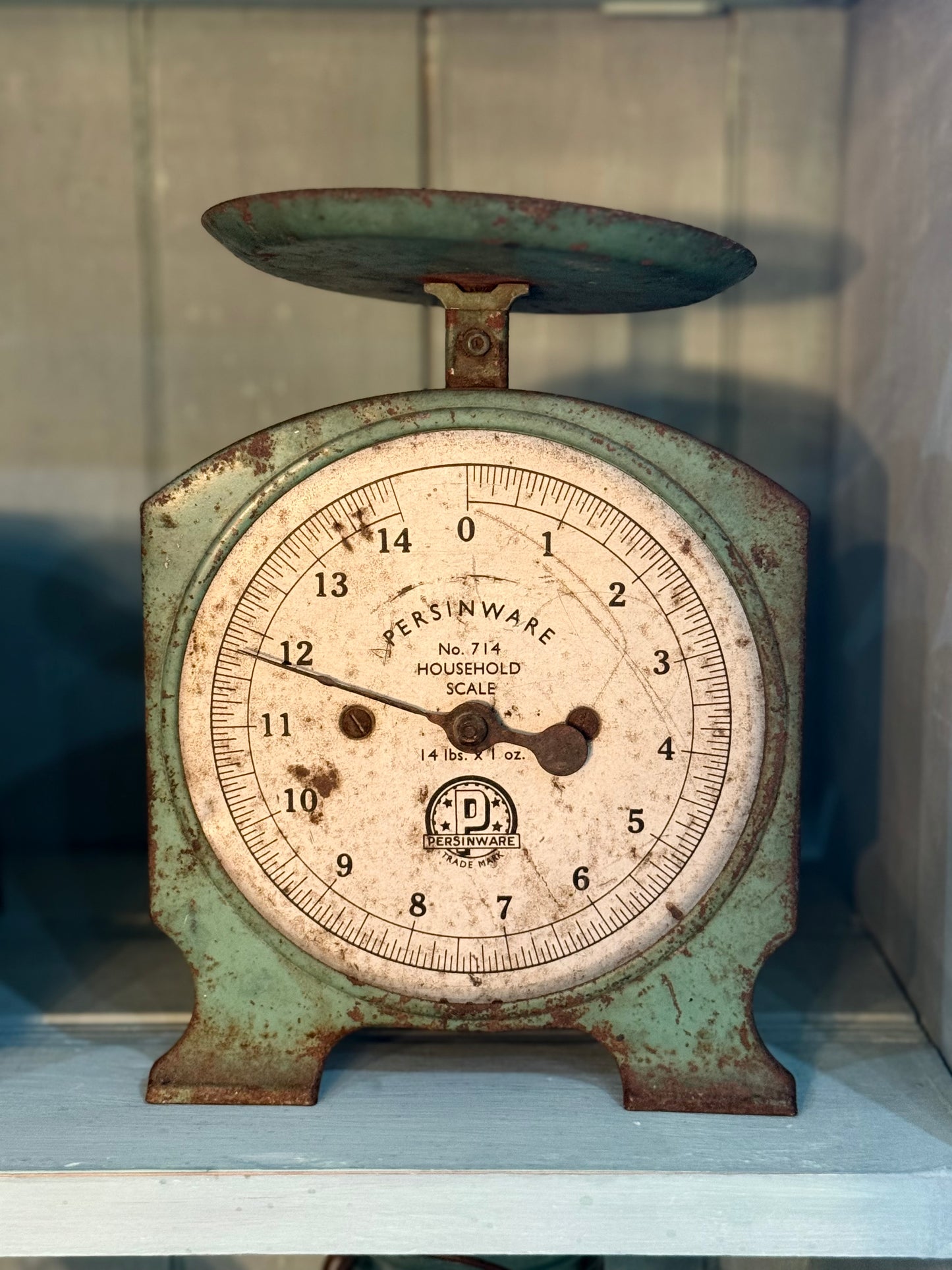 Old Green Kitchen Scales - 'Persinware'