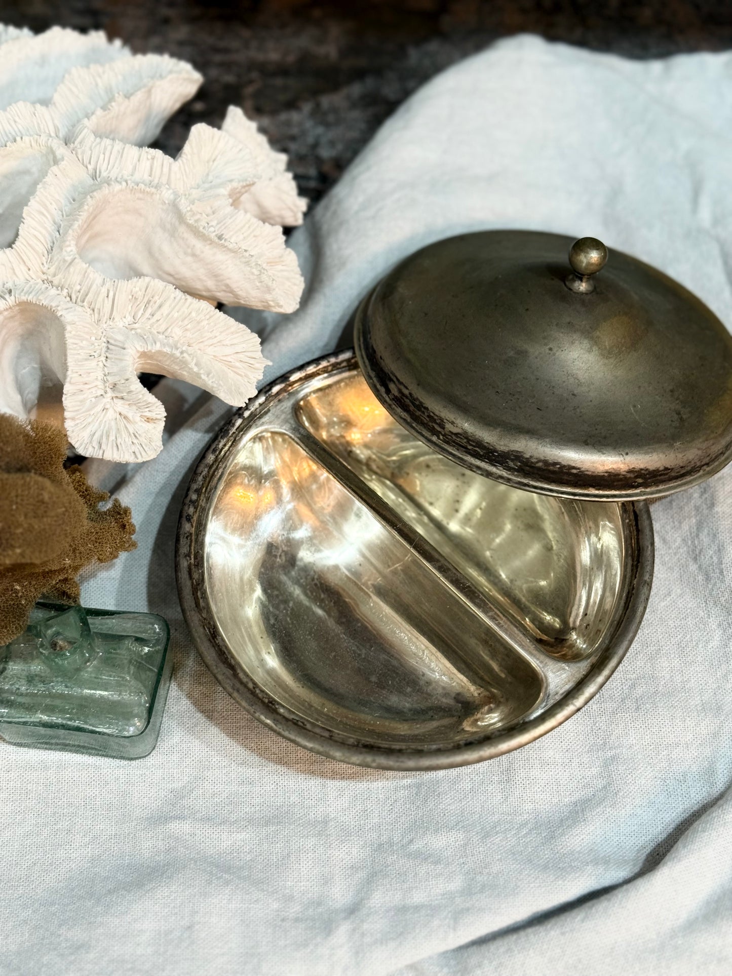 Old Silver Dish with Lid