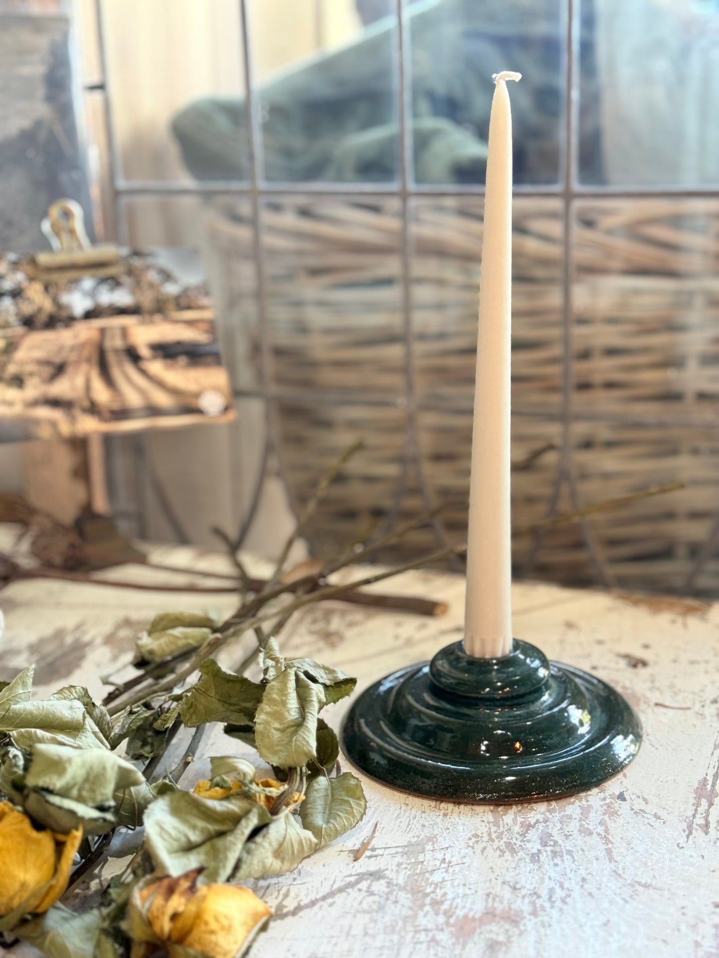 BRB Ceramics - Candle Holder - Emerald Bottle Green