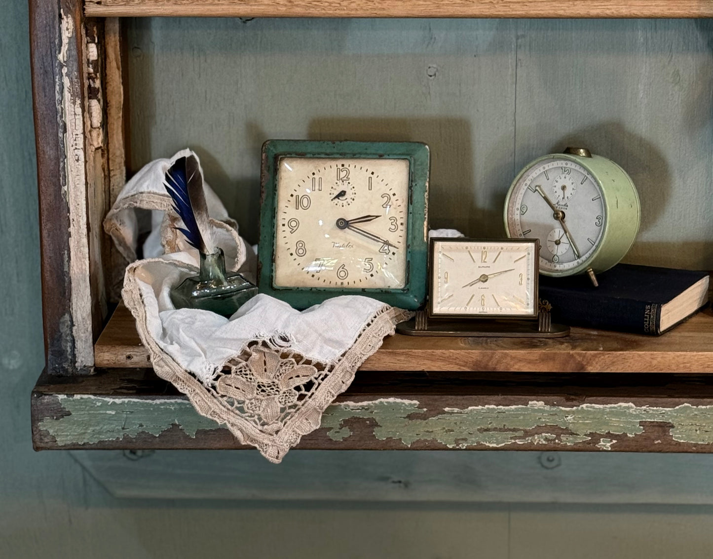 Vintage Clock - Westclox Square Green