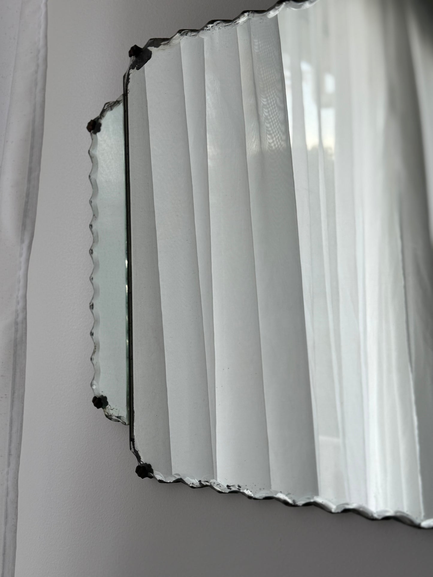 Vintage Hanging Pie Crust Mirror with Three Parts