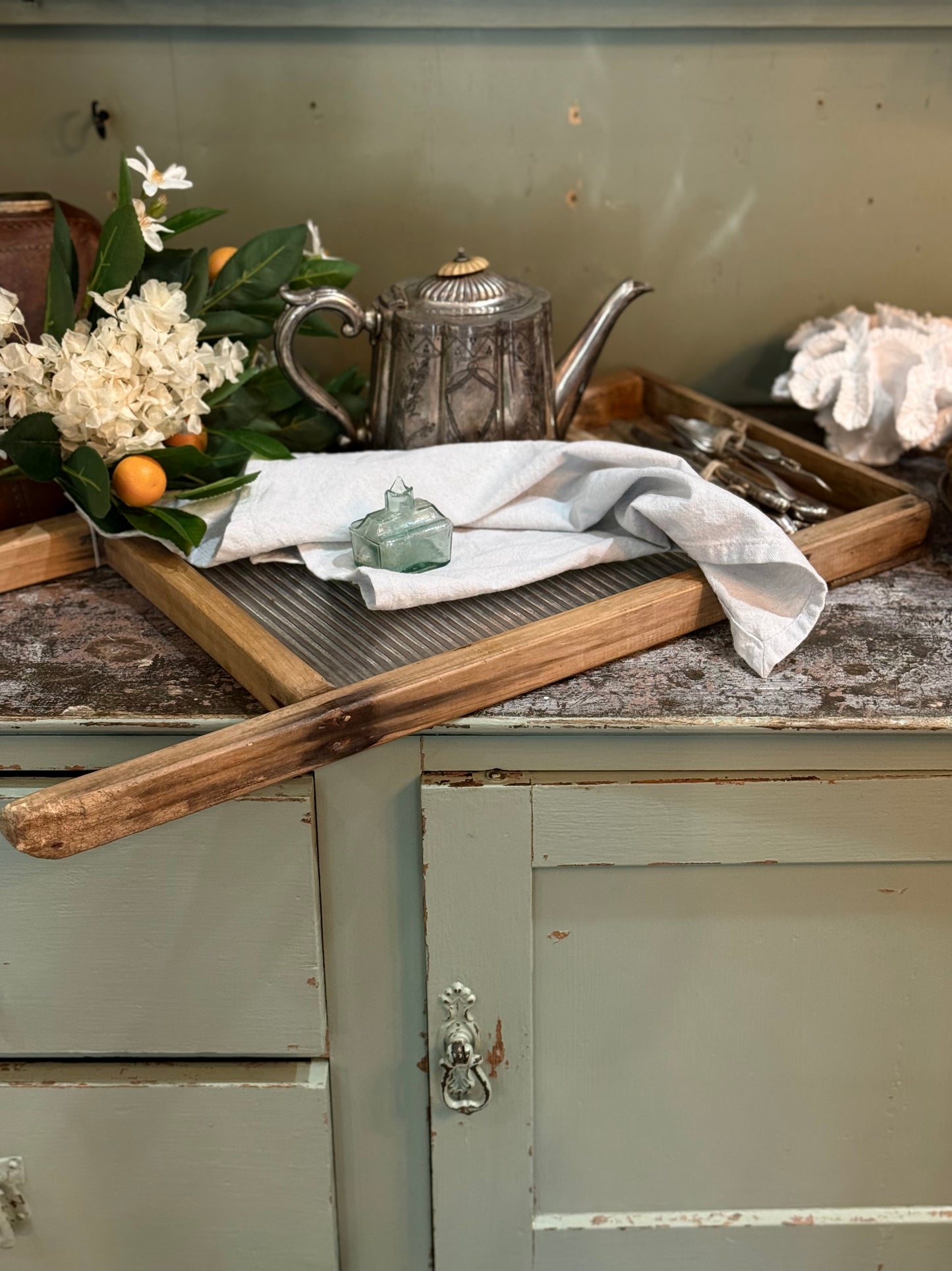 Antique Glass Wash Board