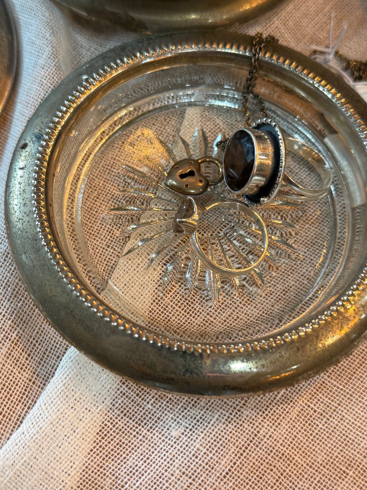 Vintage Silver and Cut Glass Coasters - set of 6
