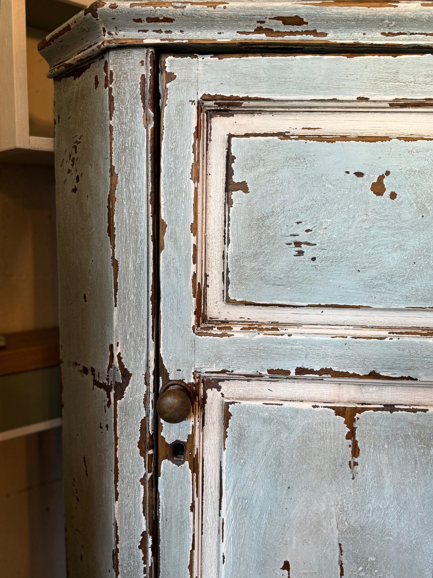 Antique Blue Corner Cabinet