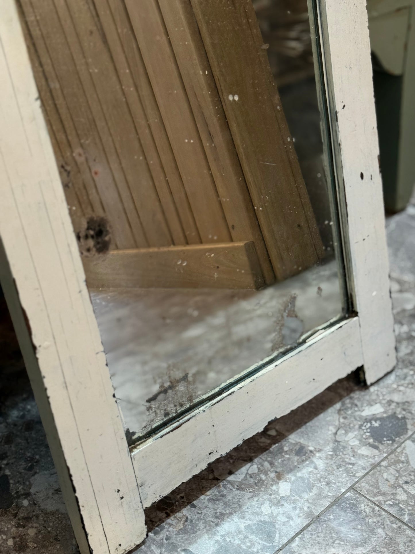 Vintage Dresser Mirror - Original Painted Timber