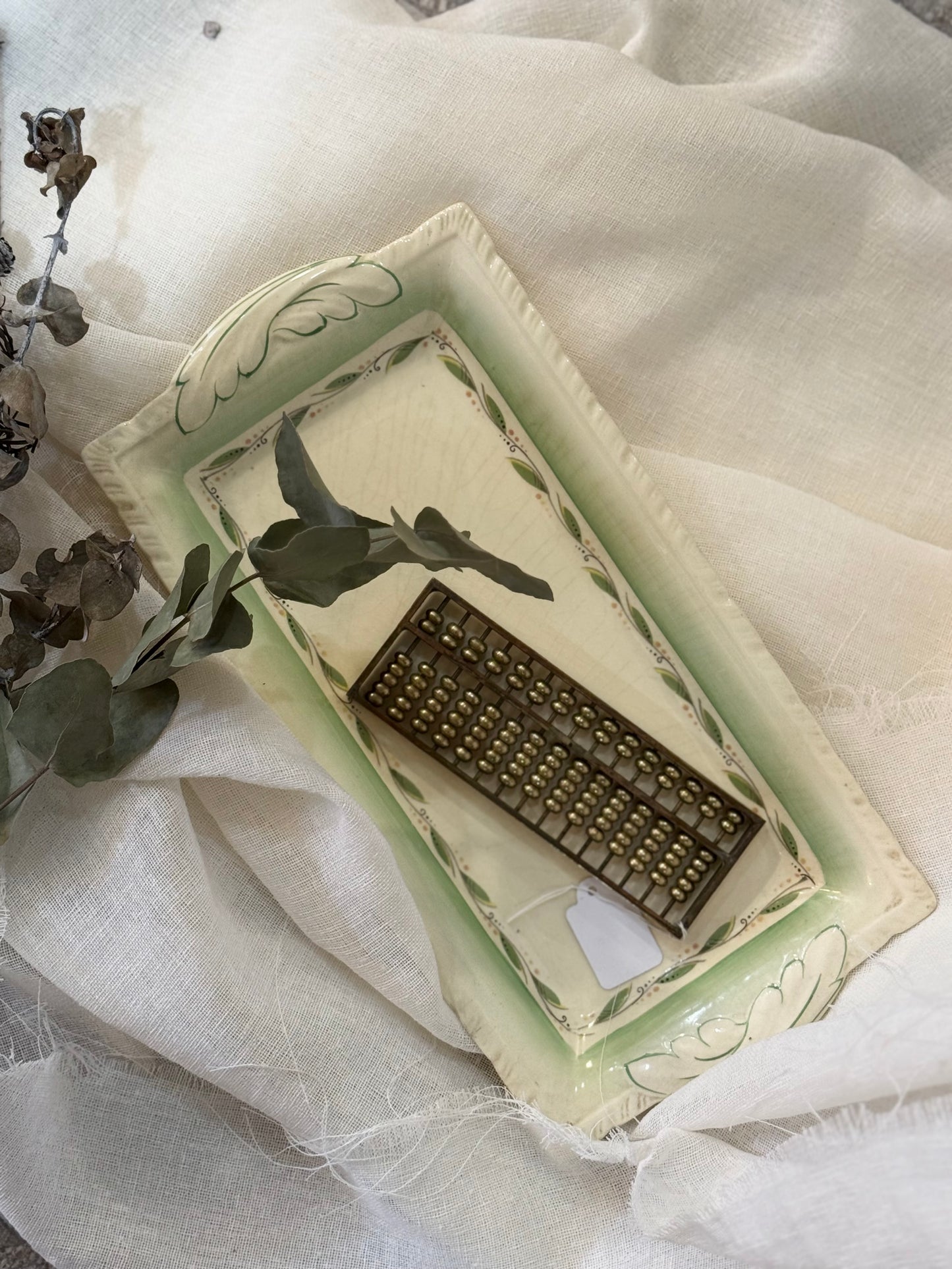 Vintage Green Leaf Plate