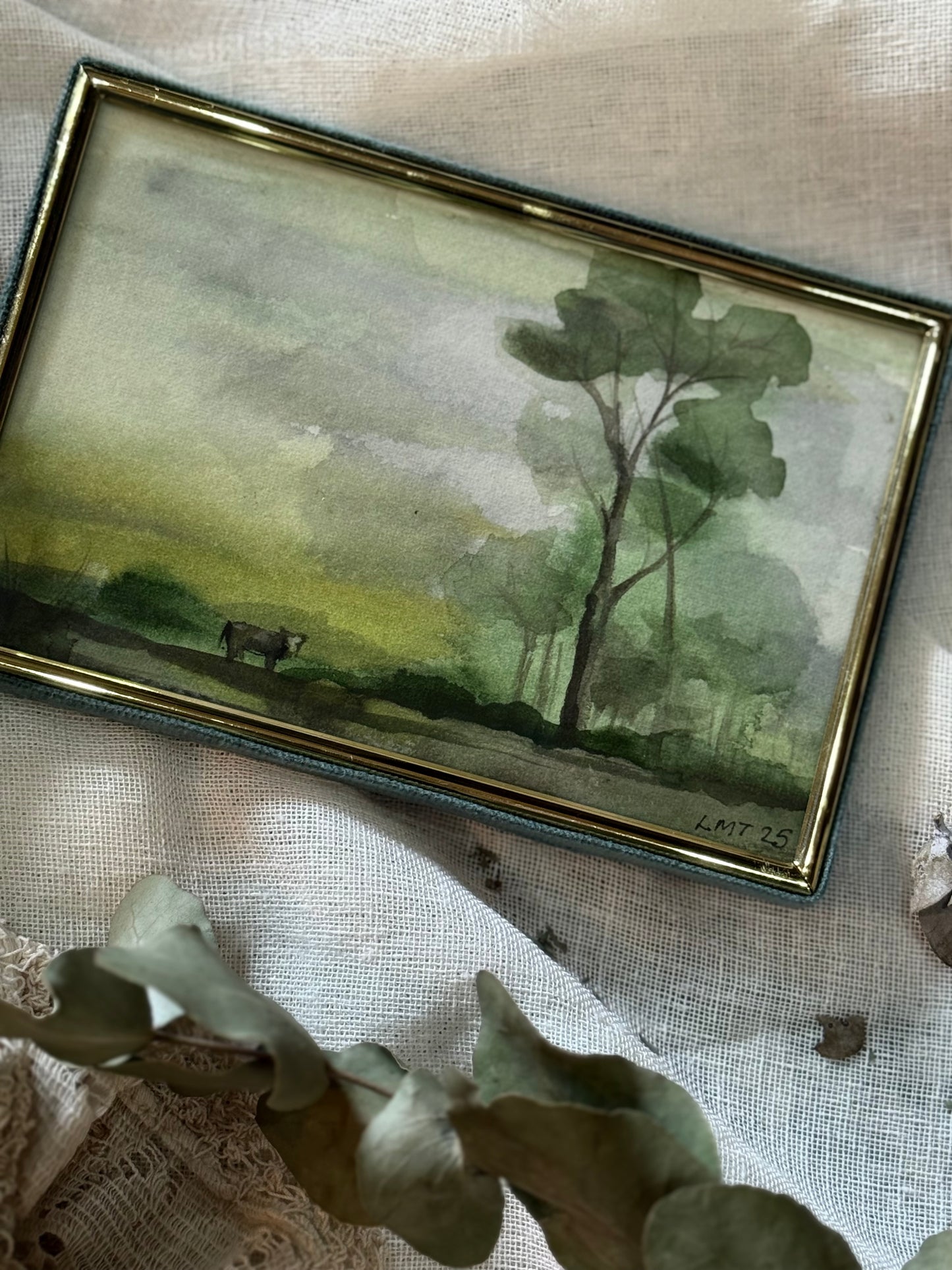 Water Colour; Lone Country Cow - Linda Titow