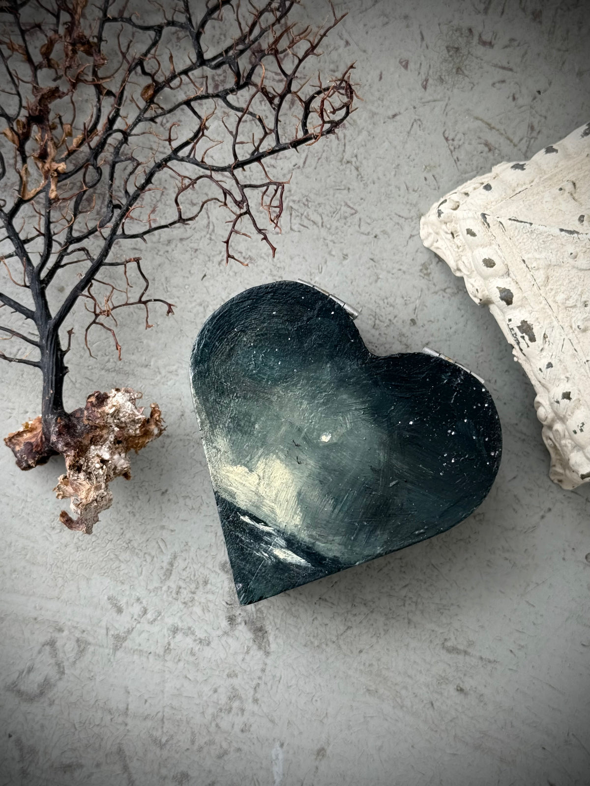 "The Sea and the Moon” series - #7 mini heart box seascape by Fonda Shae