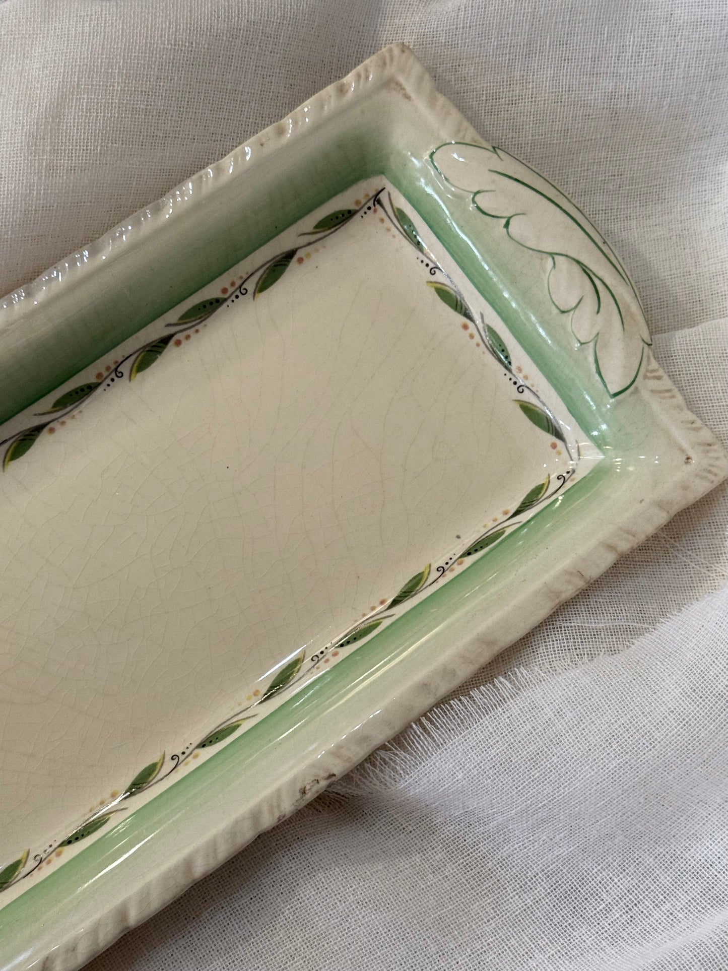 Vintage Green Leaf Plate