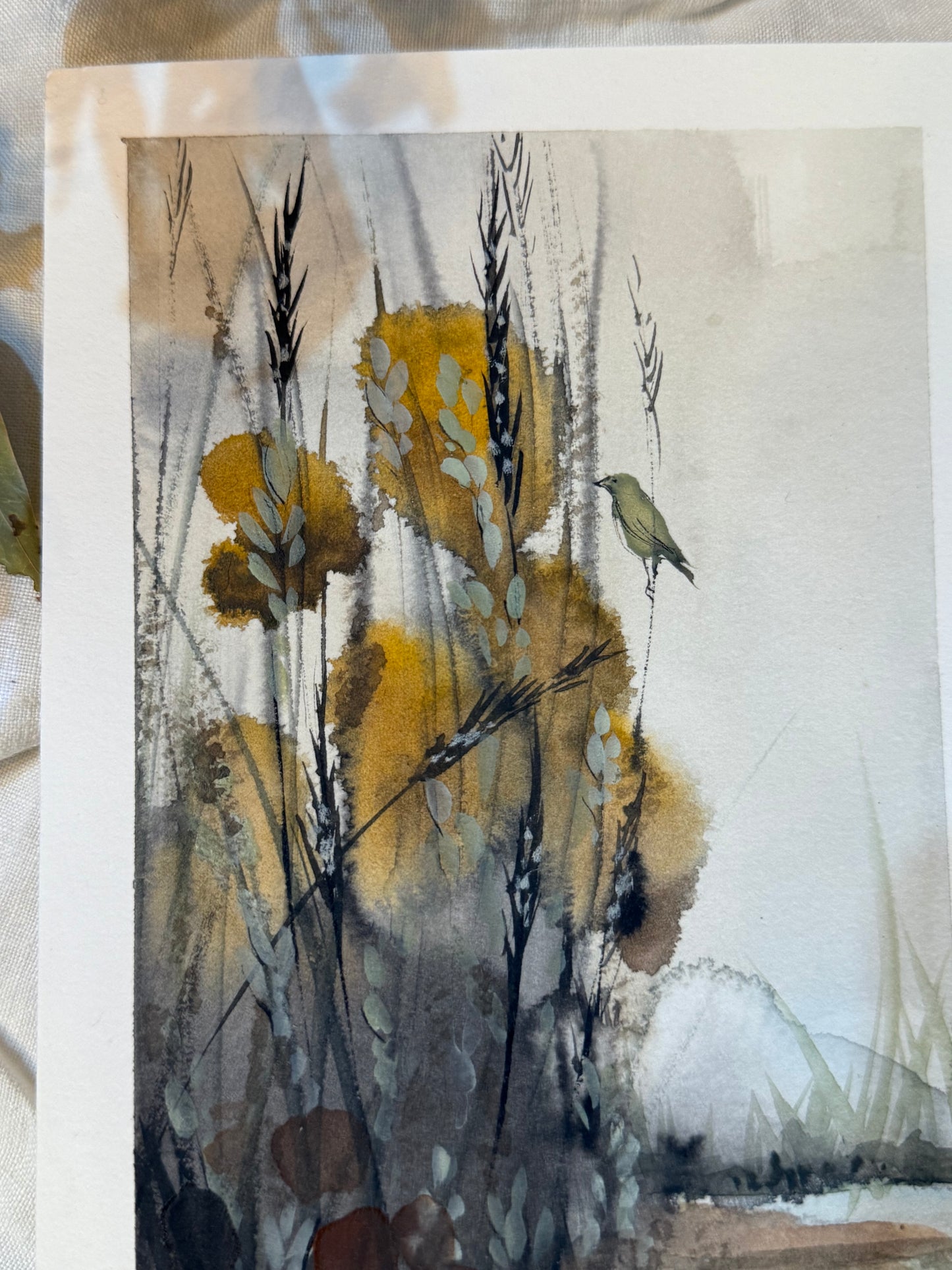 Water Colour; Golden Reeds - unframed - Linda Titow
