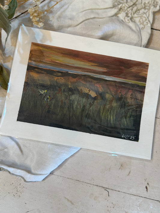 Water Colour; Ochre Horizon - unframed - Linda Titow
