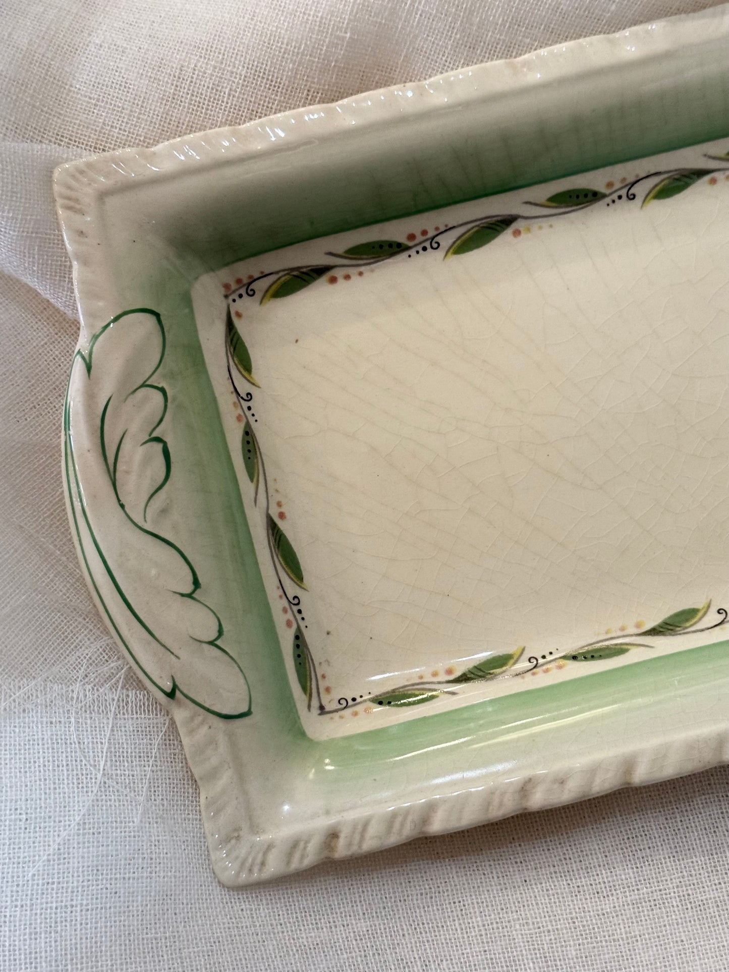 Vintage Green Leaf Plate