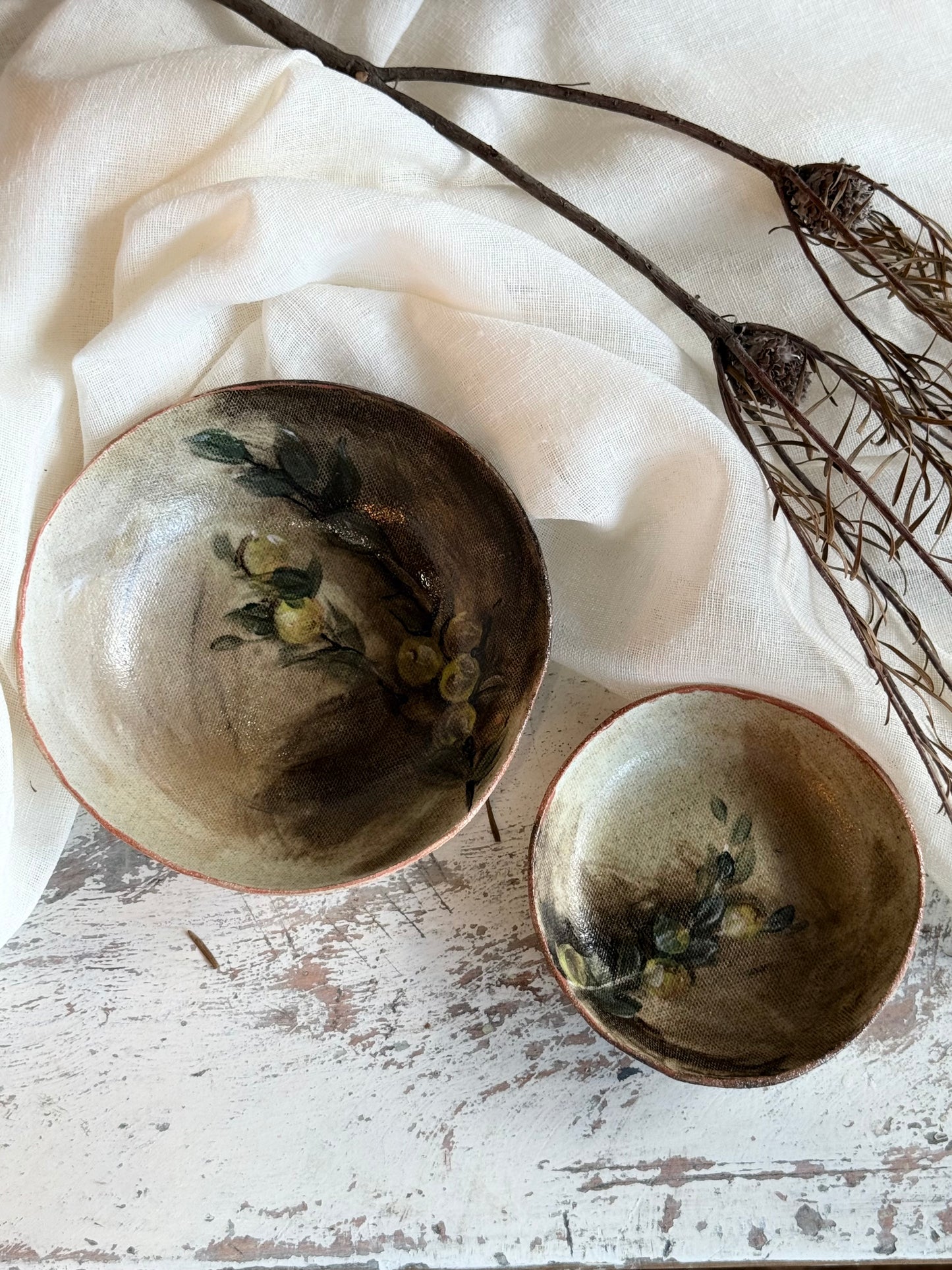 Linda Titow Art - Lemon Dish SET of 2, brown