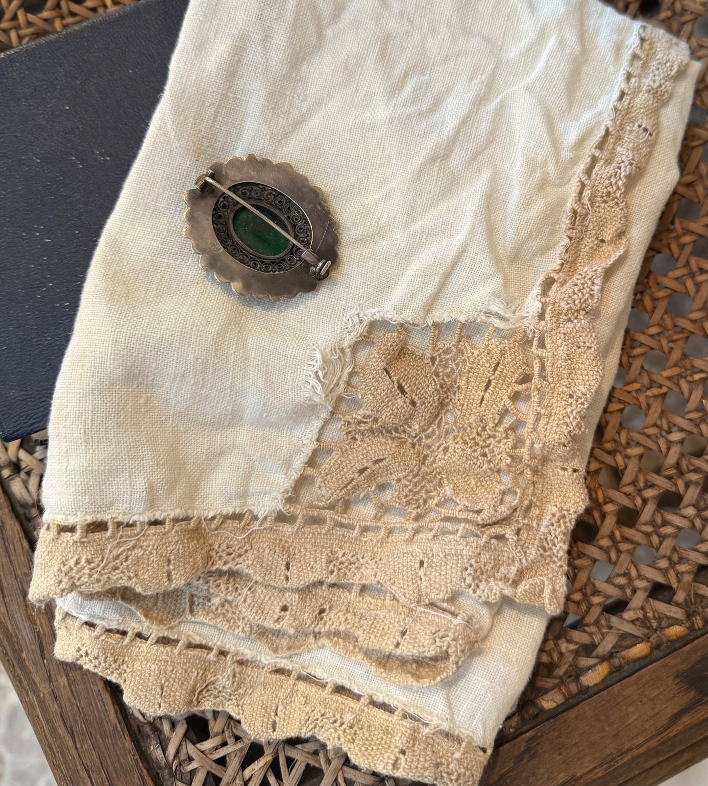 Vintage Green Centred Brooch