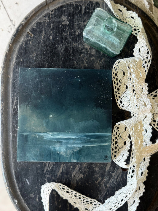 "The Sea and the Moon” series II - #3 mini square seascape by Fonda Shae