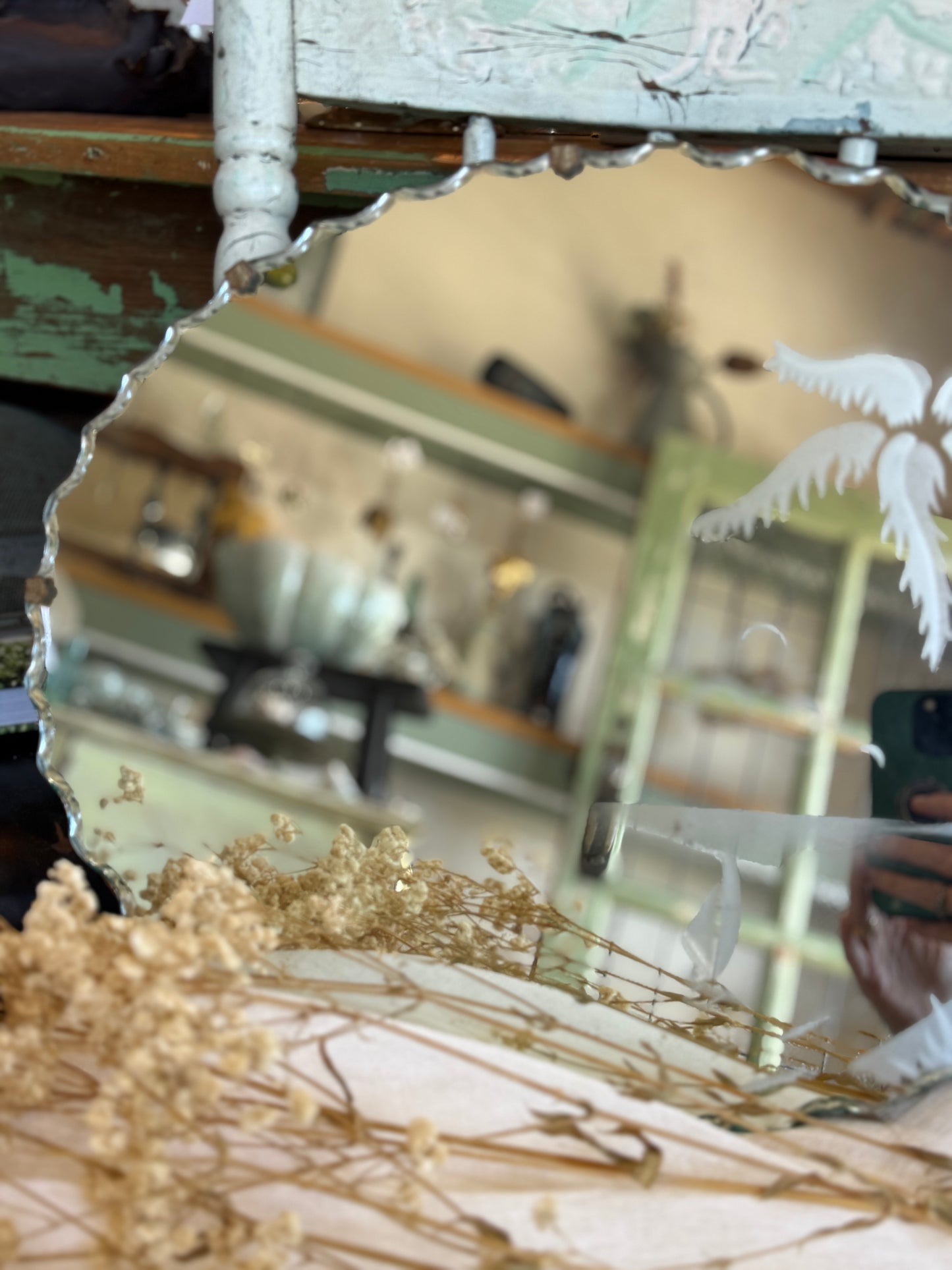 Vintage Hanging Island Pie Crust Mirror