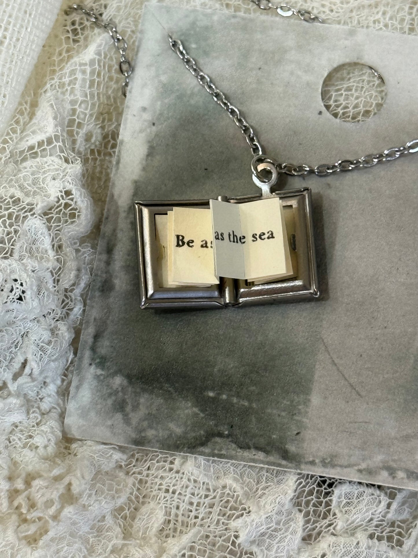 Engraved Mermaid Book Locket with Message