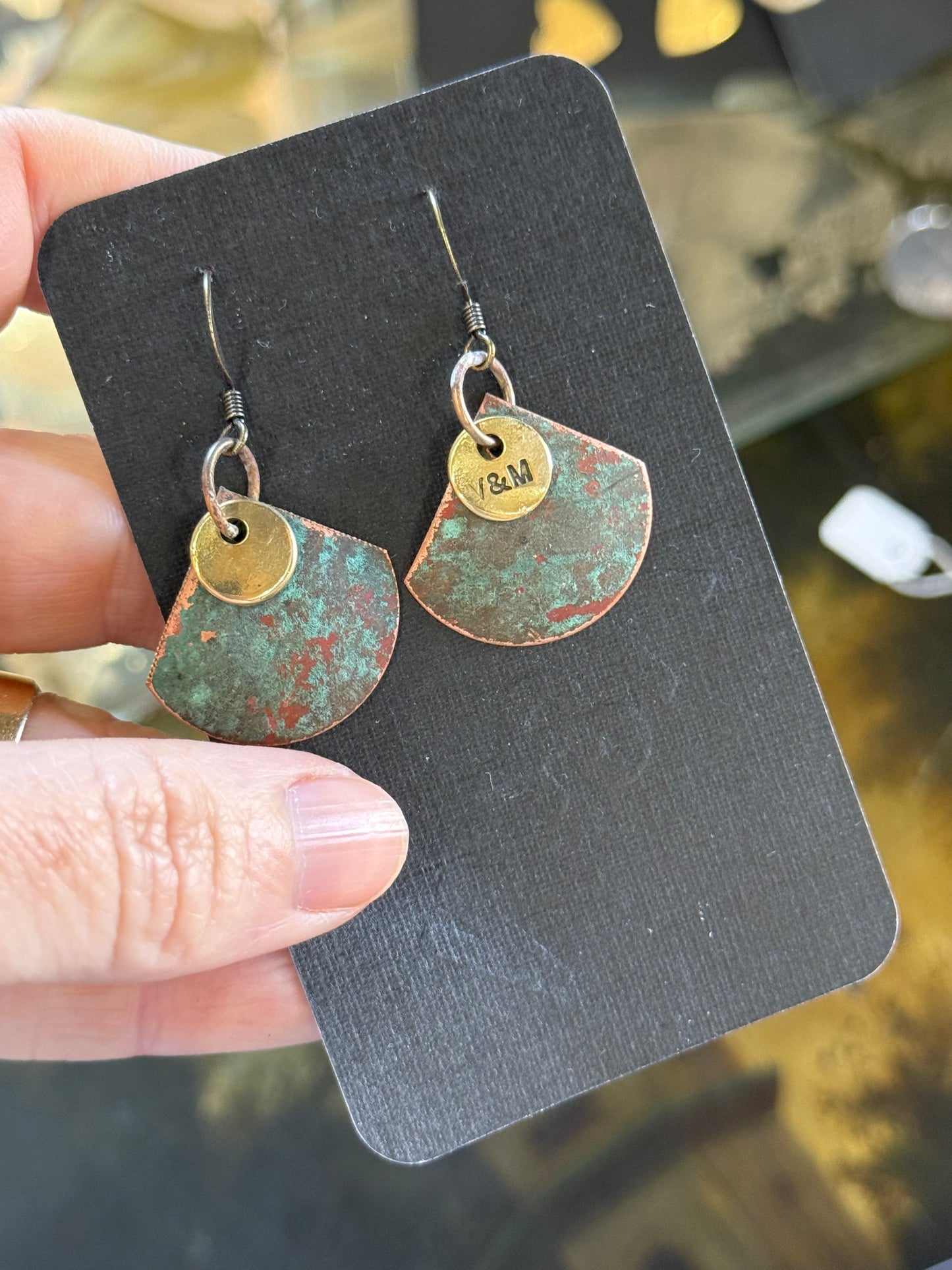 Art Jewellery - Church Roof Patina Earrings - fan