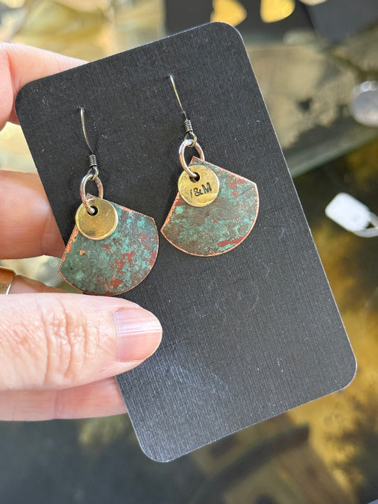 Art Jewellery - Church Roof Patina Earrings - fan