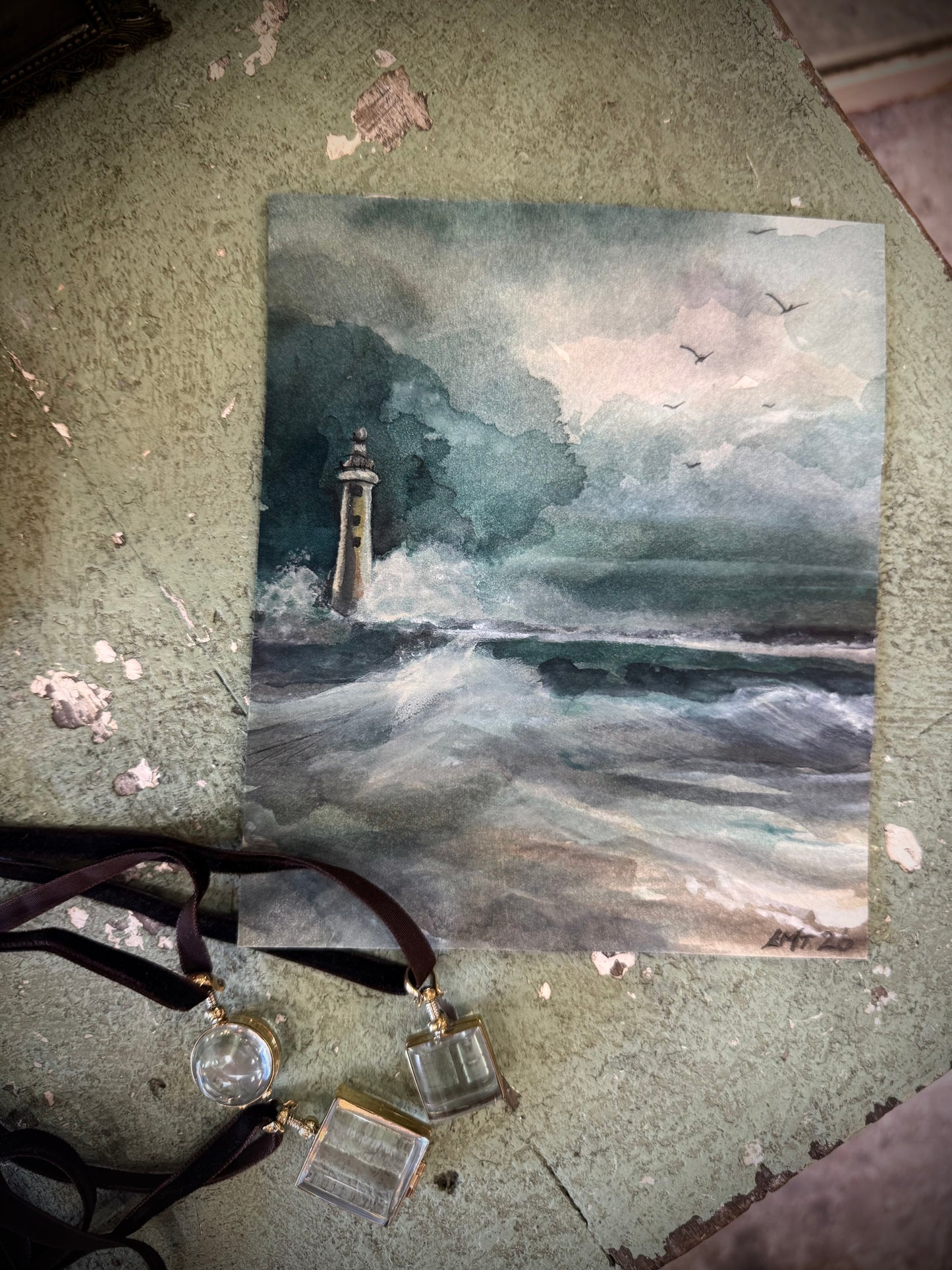 Water Colour; Light in the Storm - unframed - Linda Titow