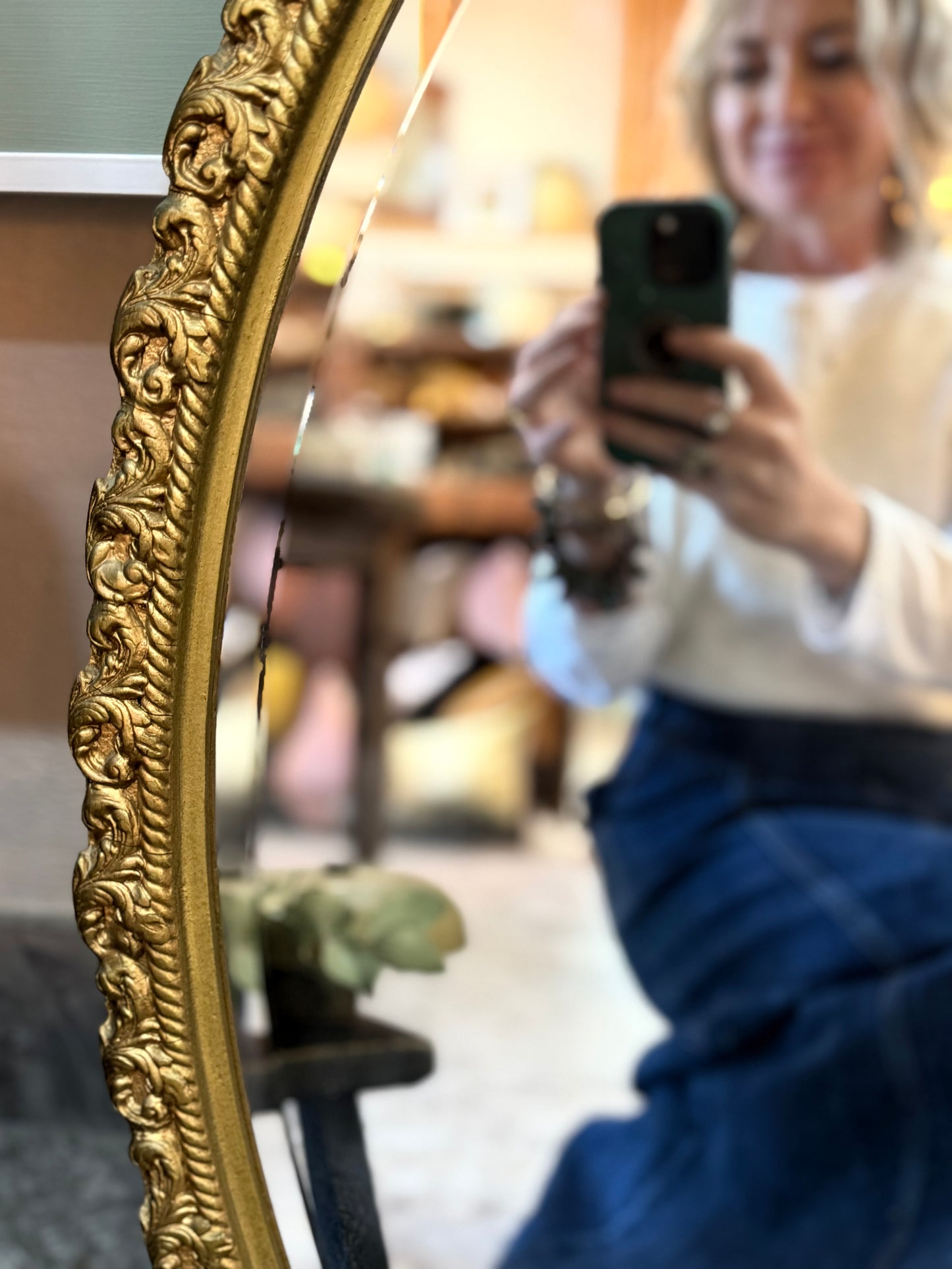 Vintage Gold Oval Mirror