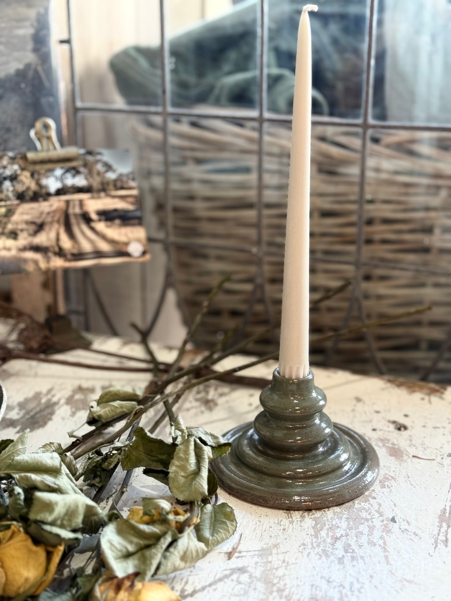 BRB Ceramics - Candle Holder - Sage Green 2