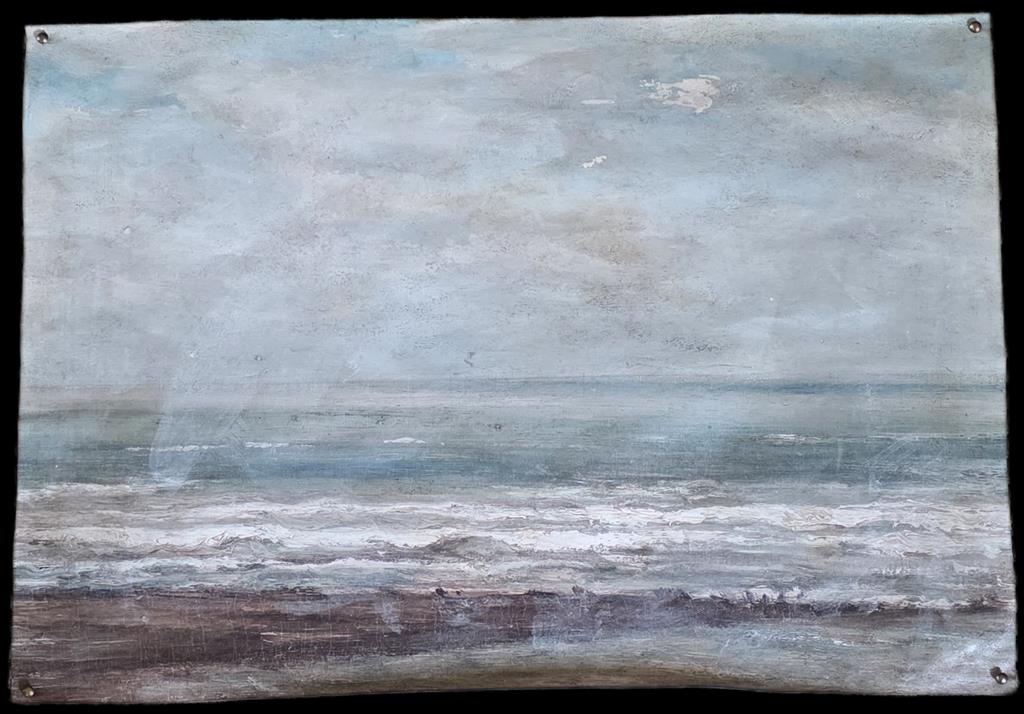 Antiqued Canvas Print - Vintage Wave beachside scene 40x50cm