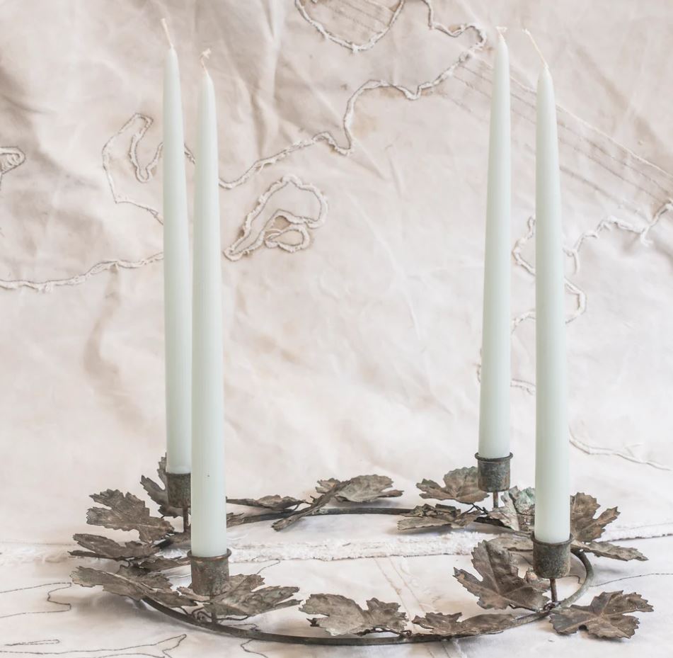 Vineleaf Patina Wreath Candelabra