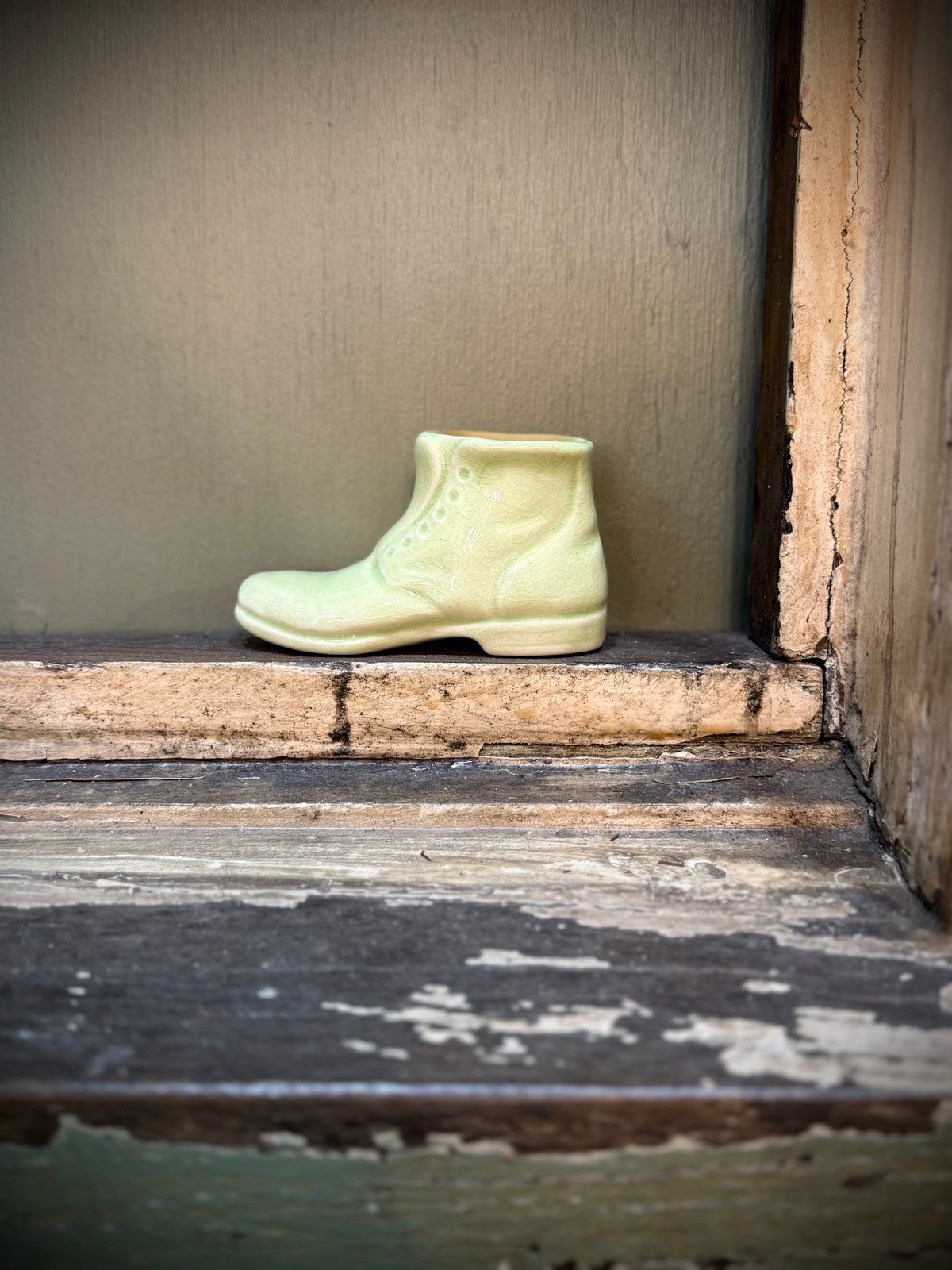 Old Ceramic Green Boot - small