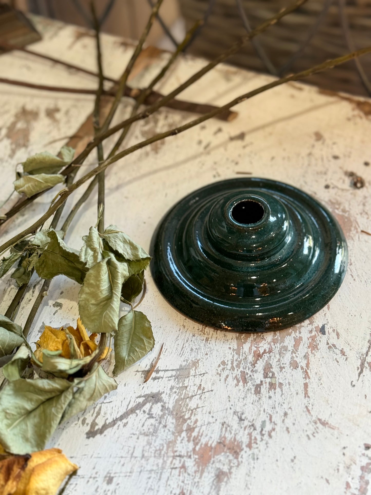 BRB Ceramics - Candle Holder - Emerald Bottle Green