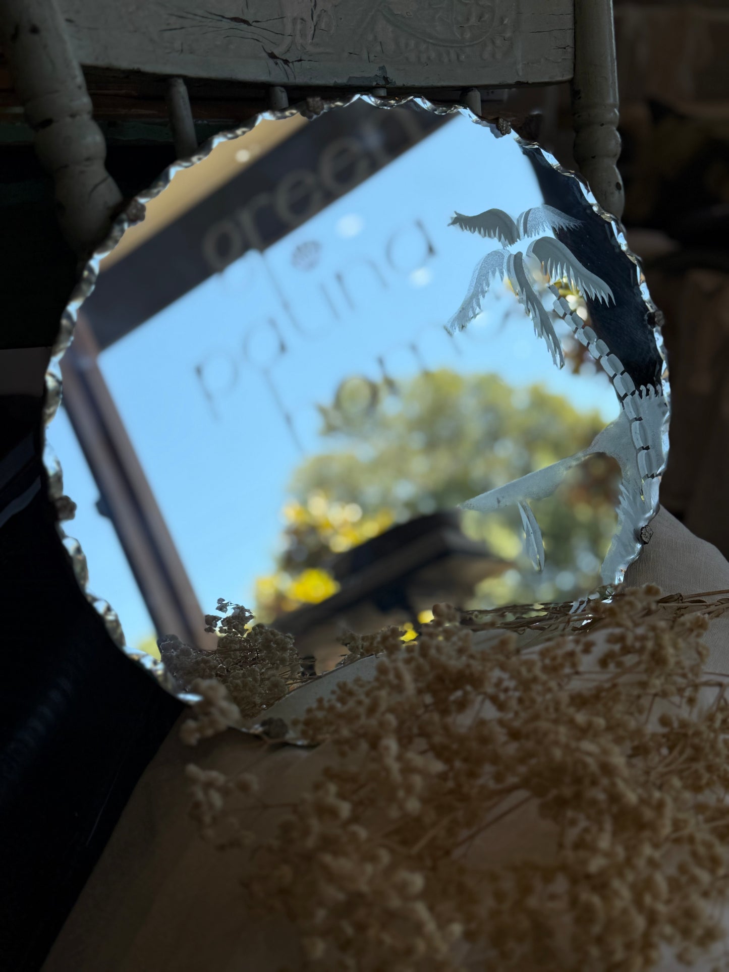 Vintage Hanging Island Pie Crust Mirror