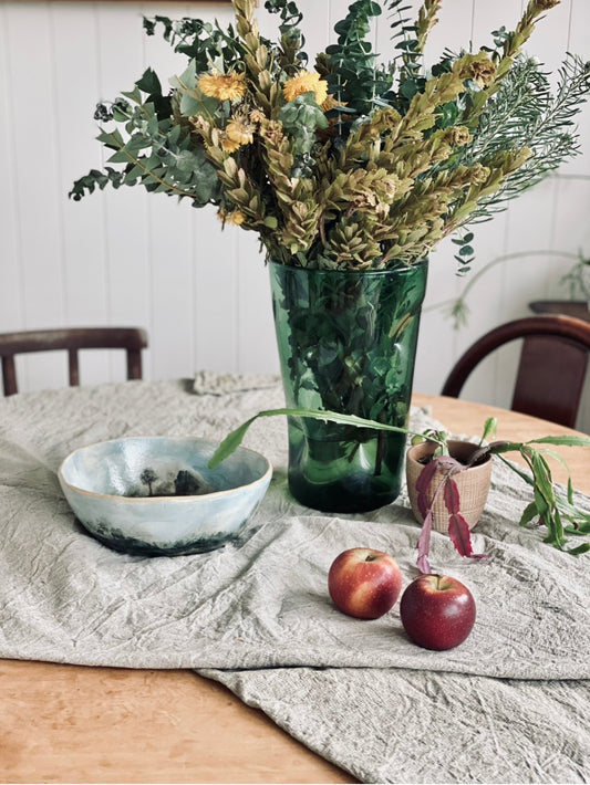 Mid Century Green Glass Vase