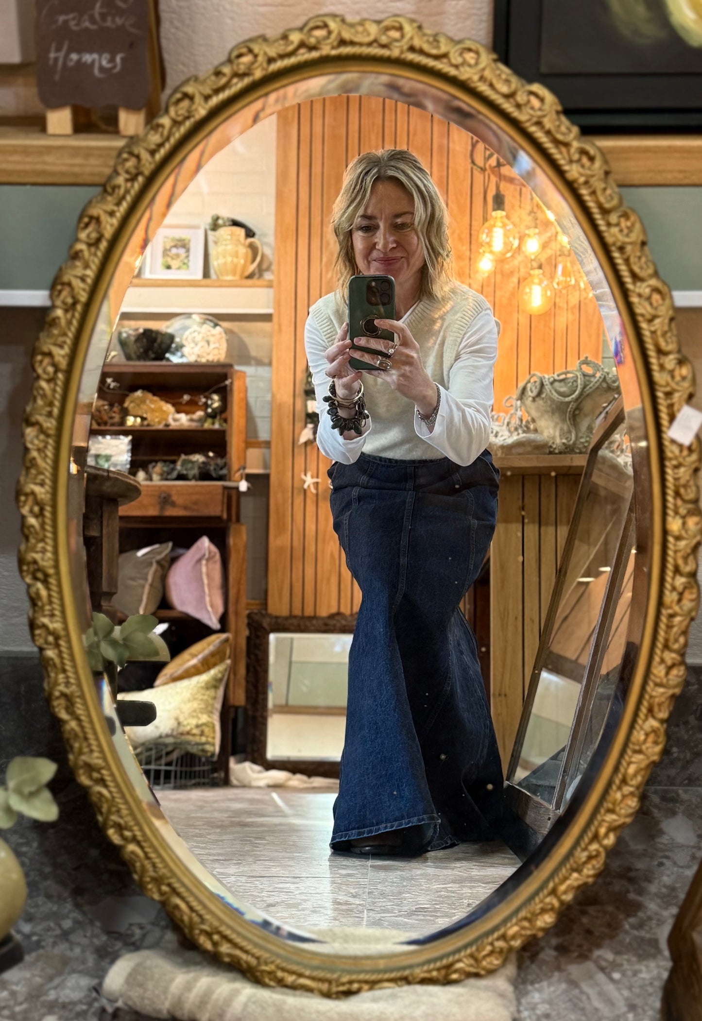 Vintage Gold Oval Mirror
