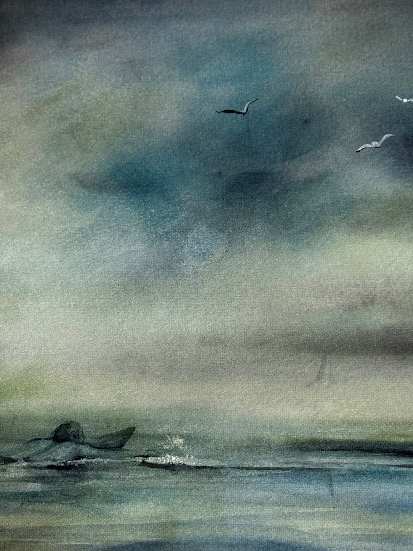 Water Colour; The Paddle Out - unframed - Linda Titow