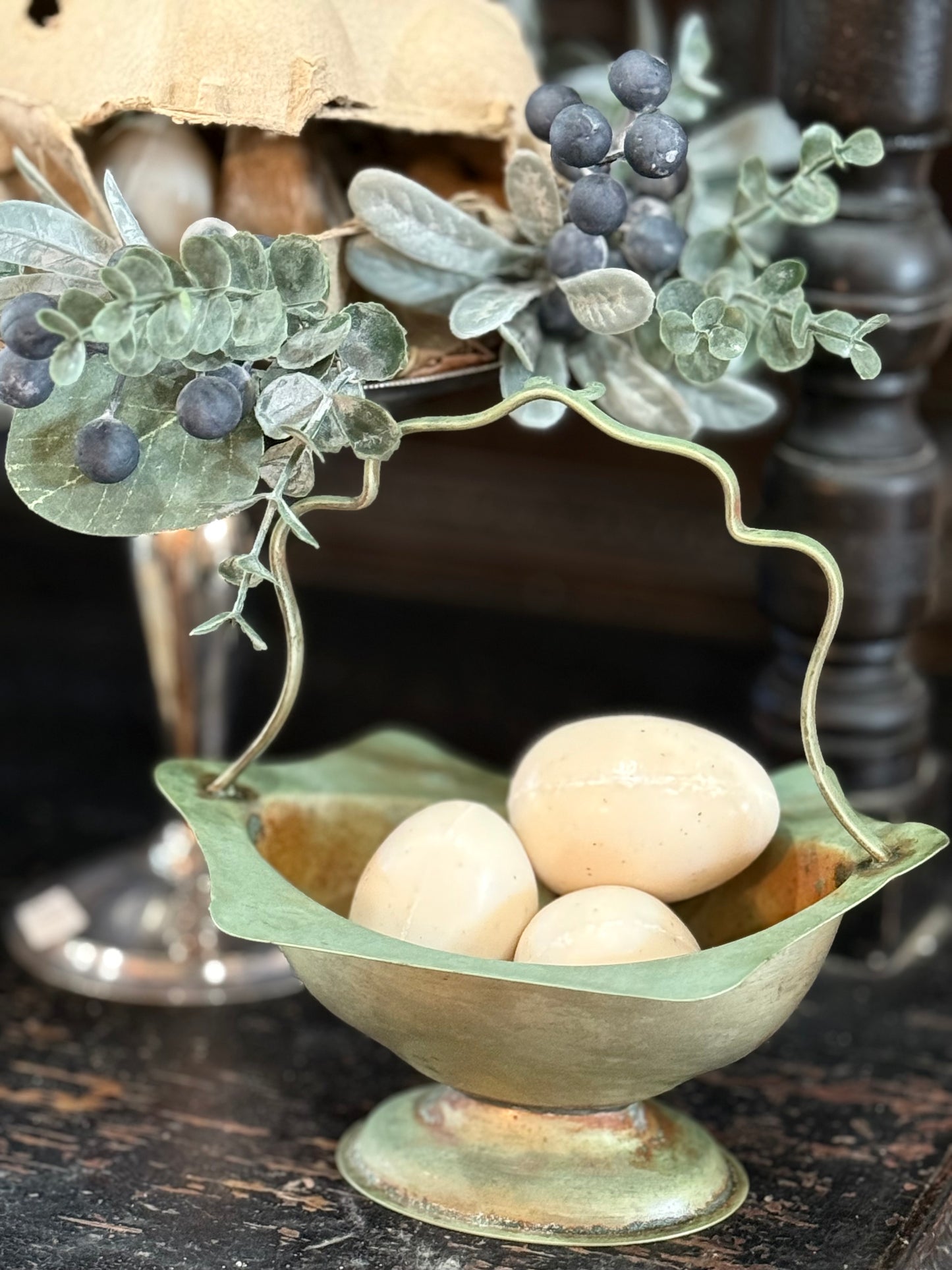 Vintage Green Patina Dish