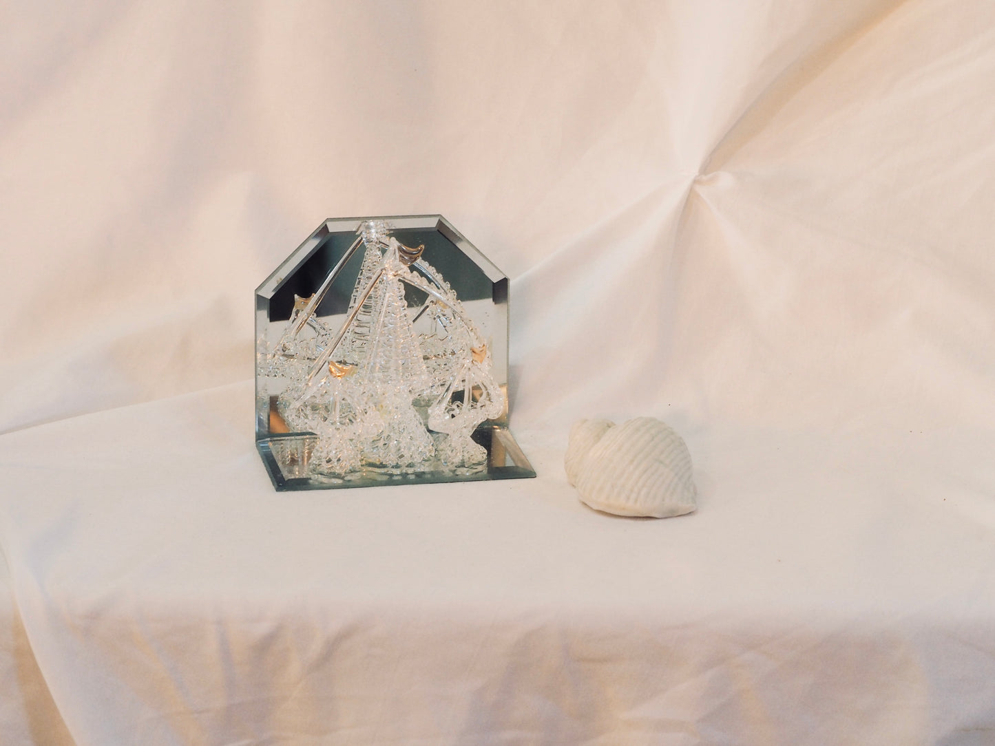 Vintage Spun Glass Sail Ship