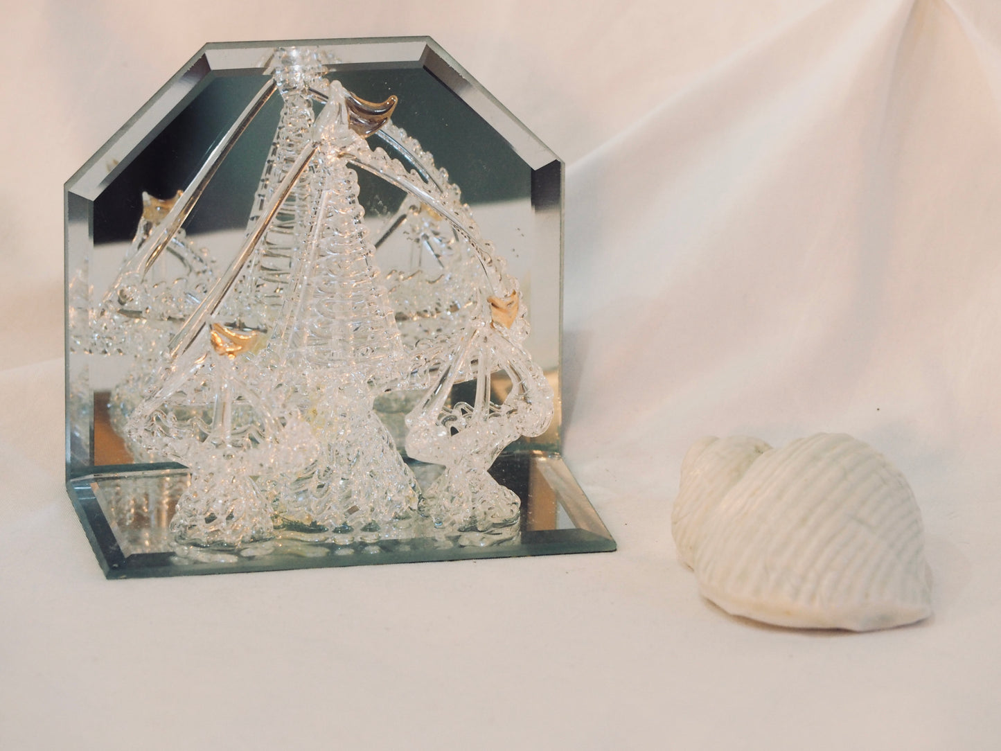 Vintage Spun Glass Sail Ship