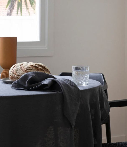 French Flax Linen Tablecloth - Charcoal