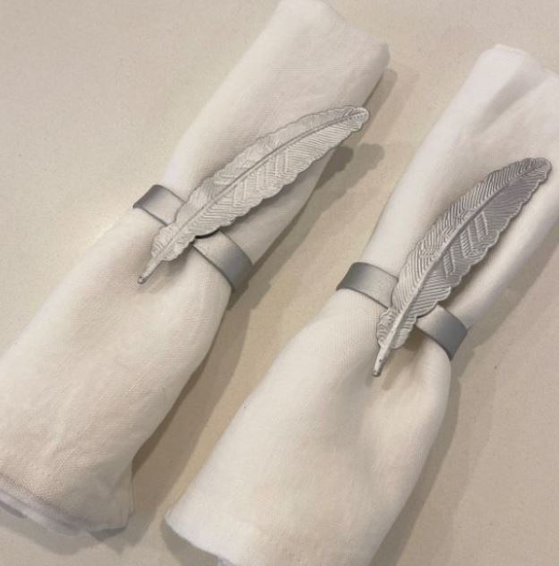 Silver Feather Napkin Holder