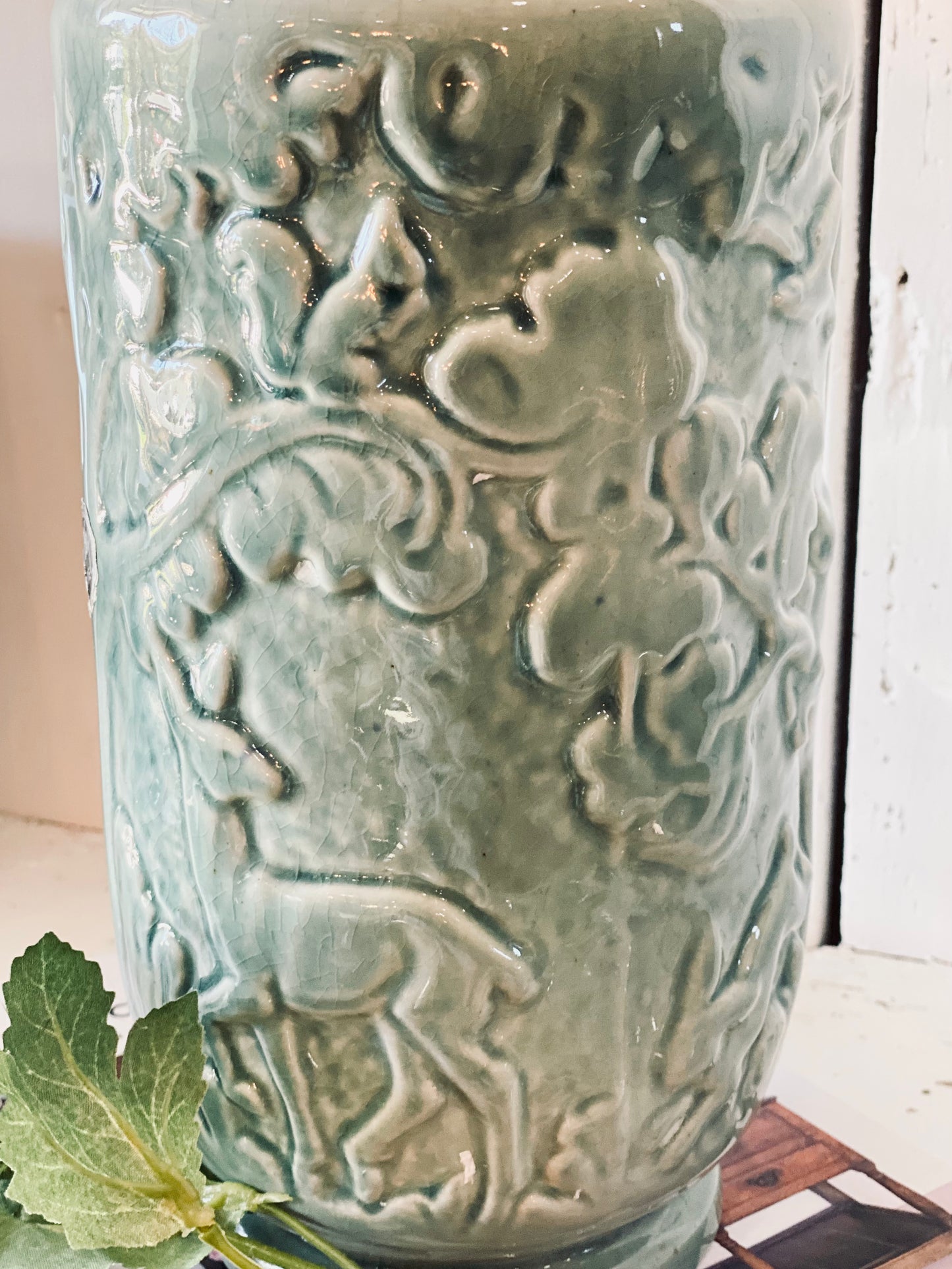 Huntley Ware Vase - Woodland scene blue