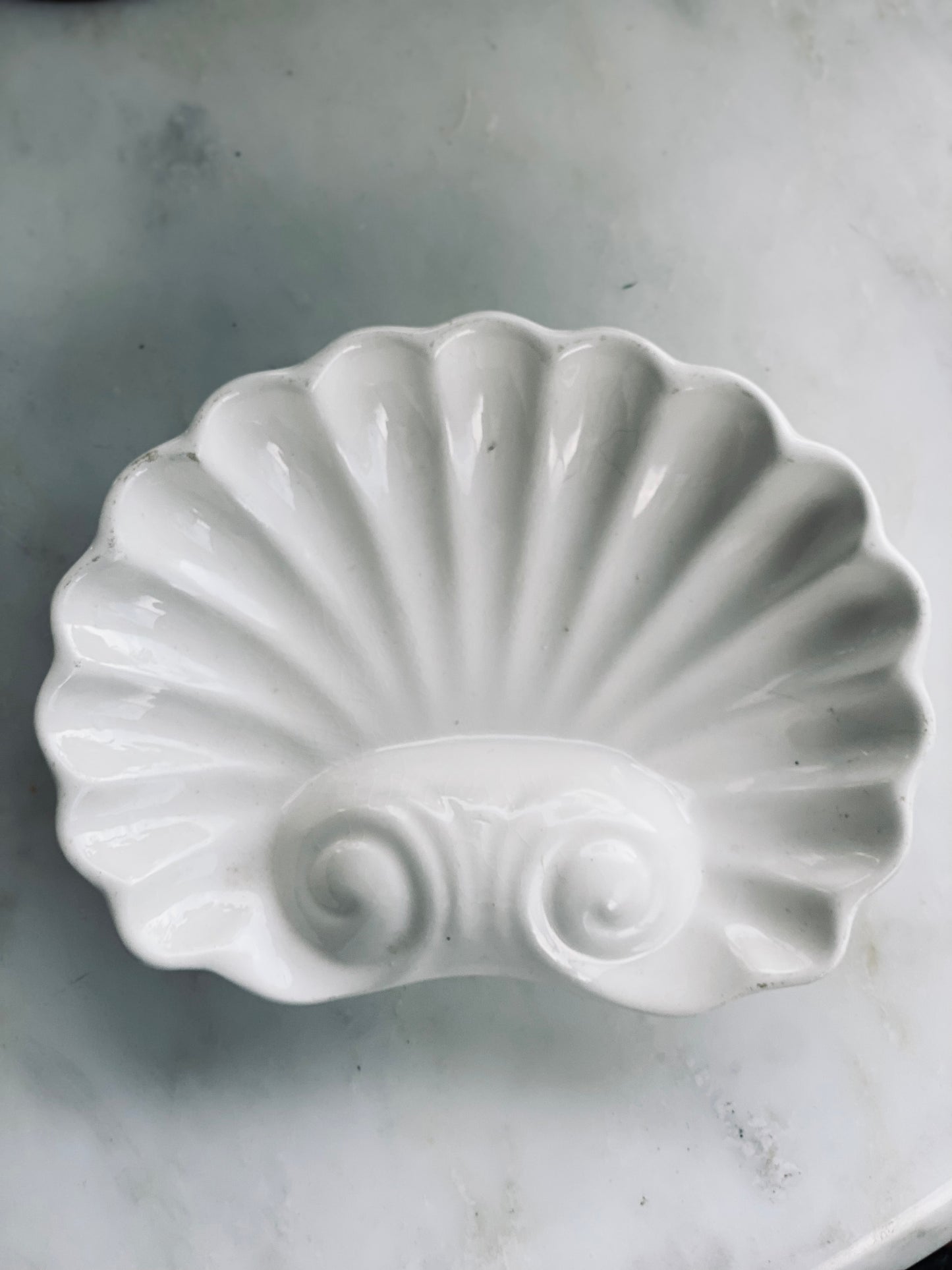 Vintage White Shell Dish - Portugal