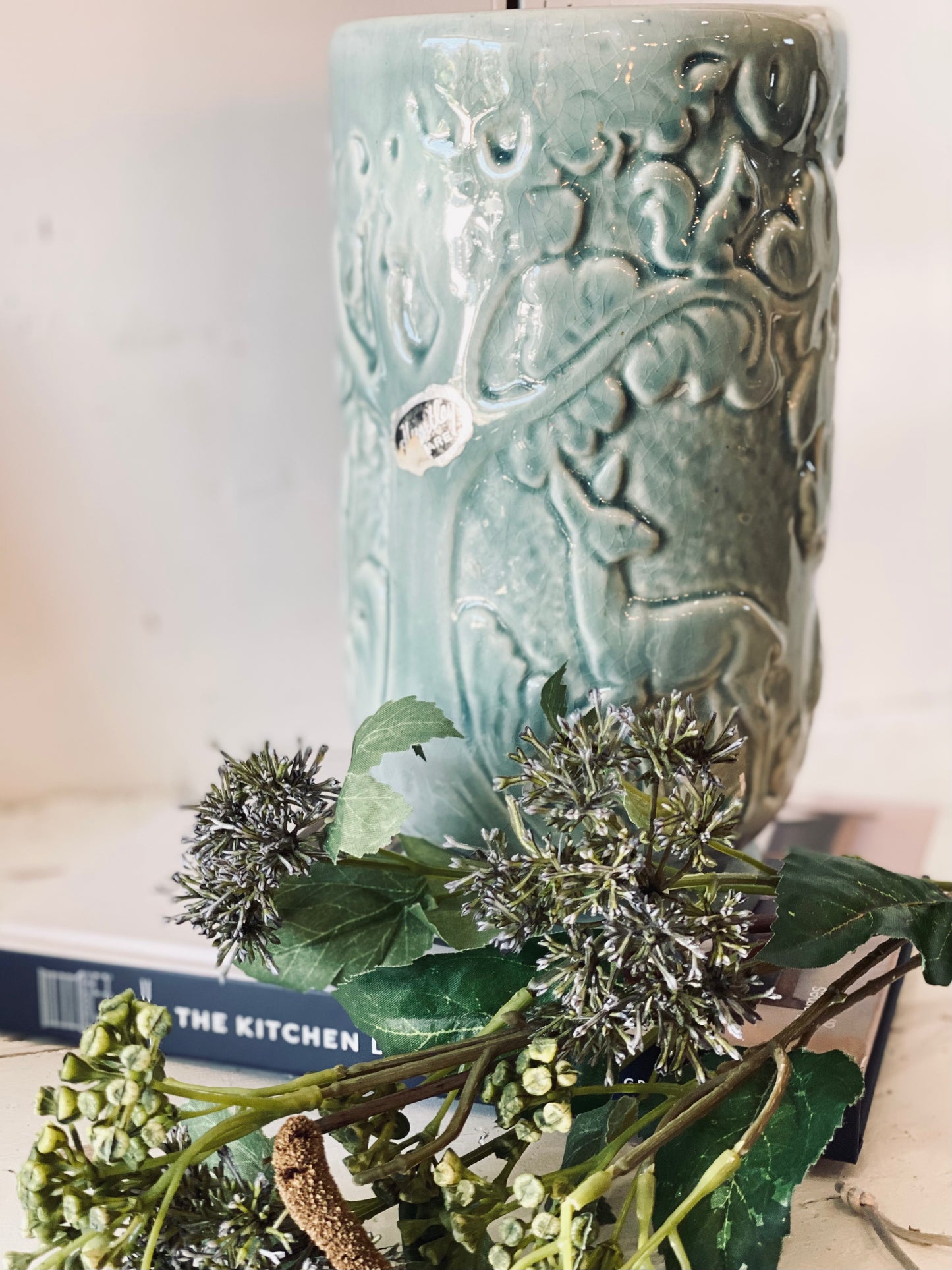 Huntley Ware Vase - Woodland scene blue