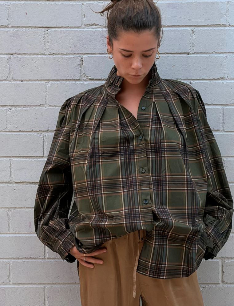 mamapapa - HERSHLEY checker blouse - Green