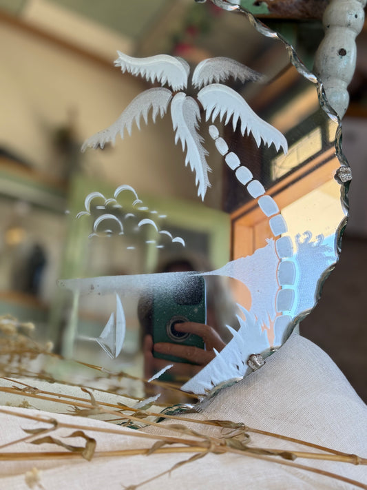 Vintage Hanging Island Pie Crust Mirror