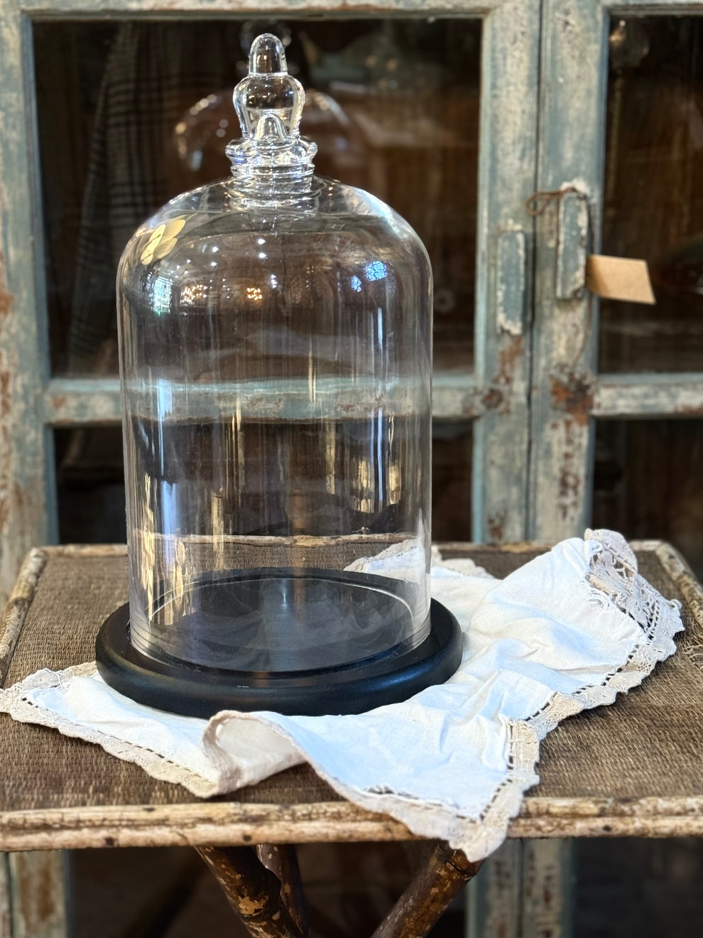 Large Glass Dome Cloche and Base – Green Patina Home