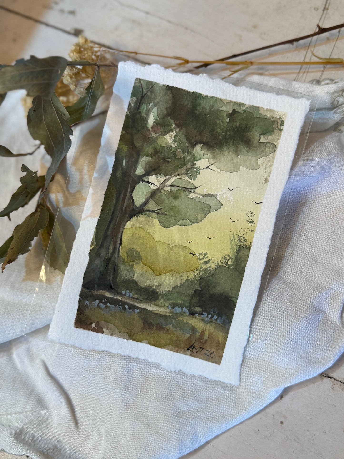 Water Colour; Green Symphony - unframed - Linda Titow