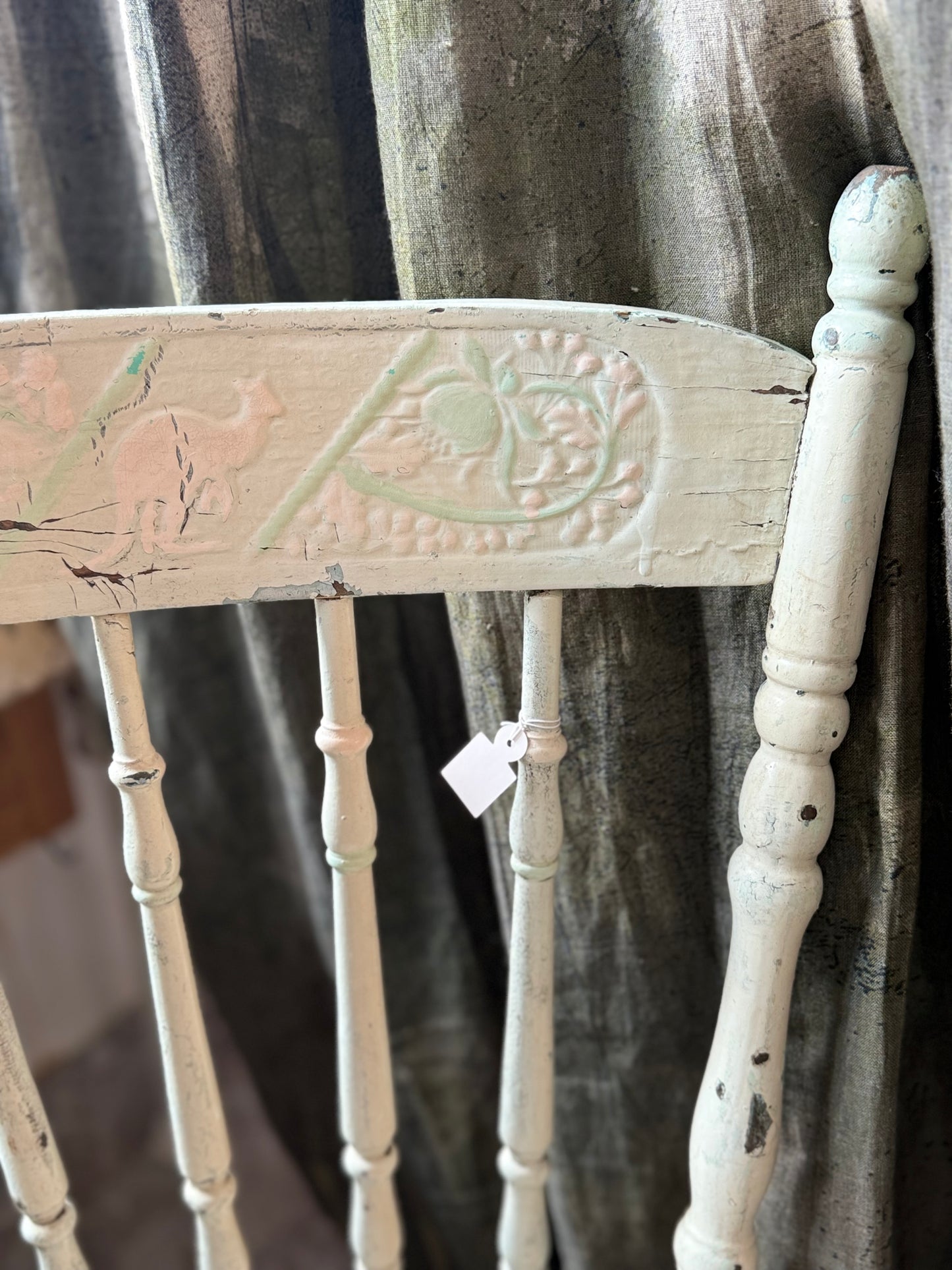 Antique White/Green Kangaroo Pressed Back Chair (2)