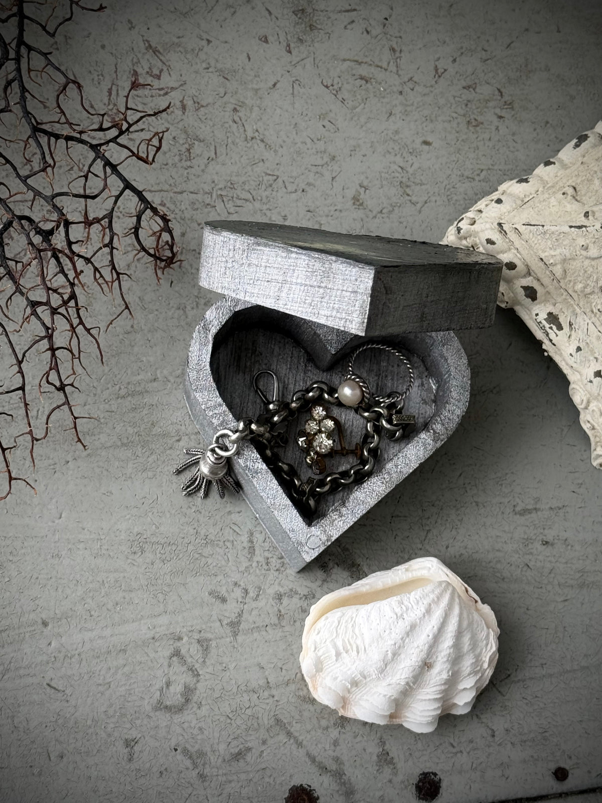 "The Sea and the Moon” series - #7 mini heart box seascape by Fonda Shae
