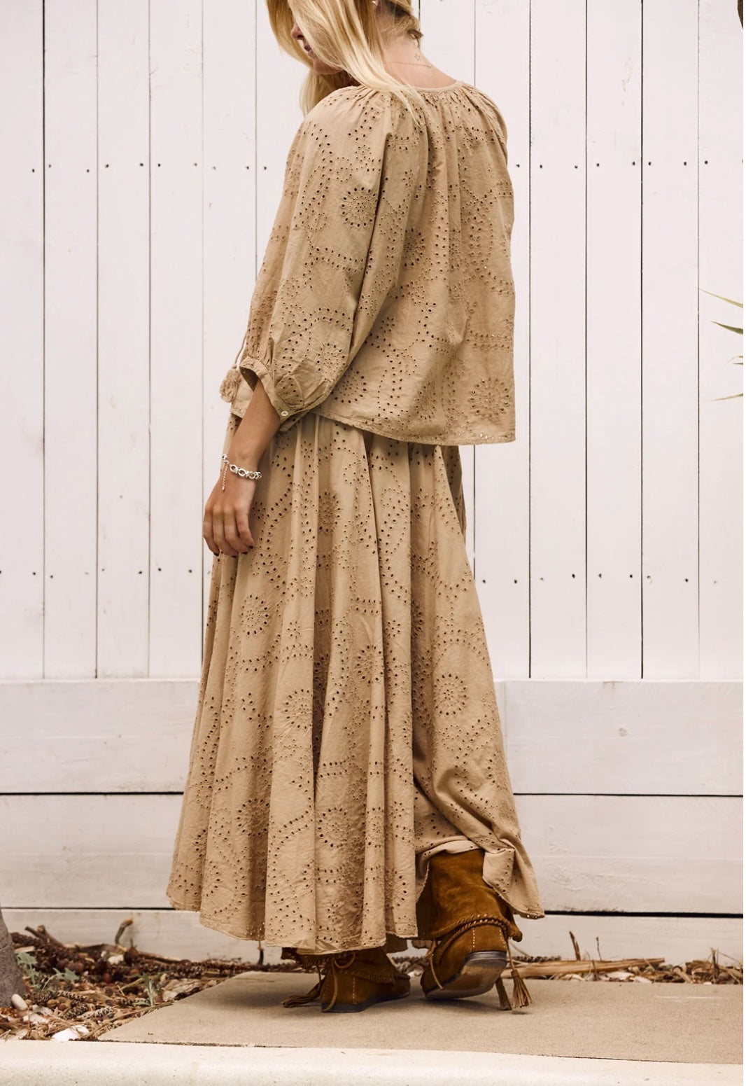 mamapapa - Broderie skirt - camel