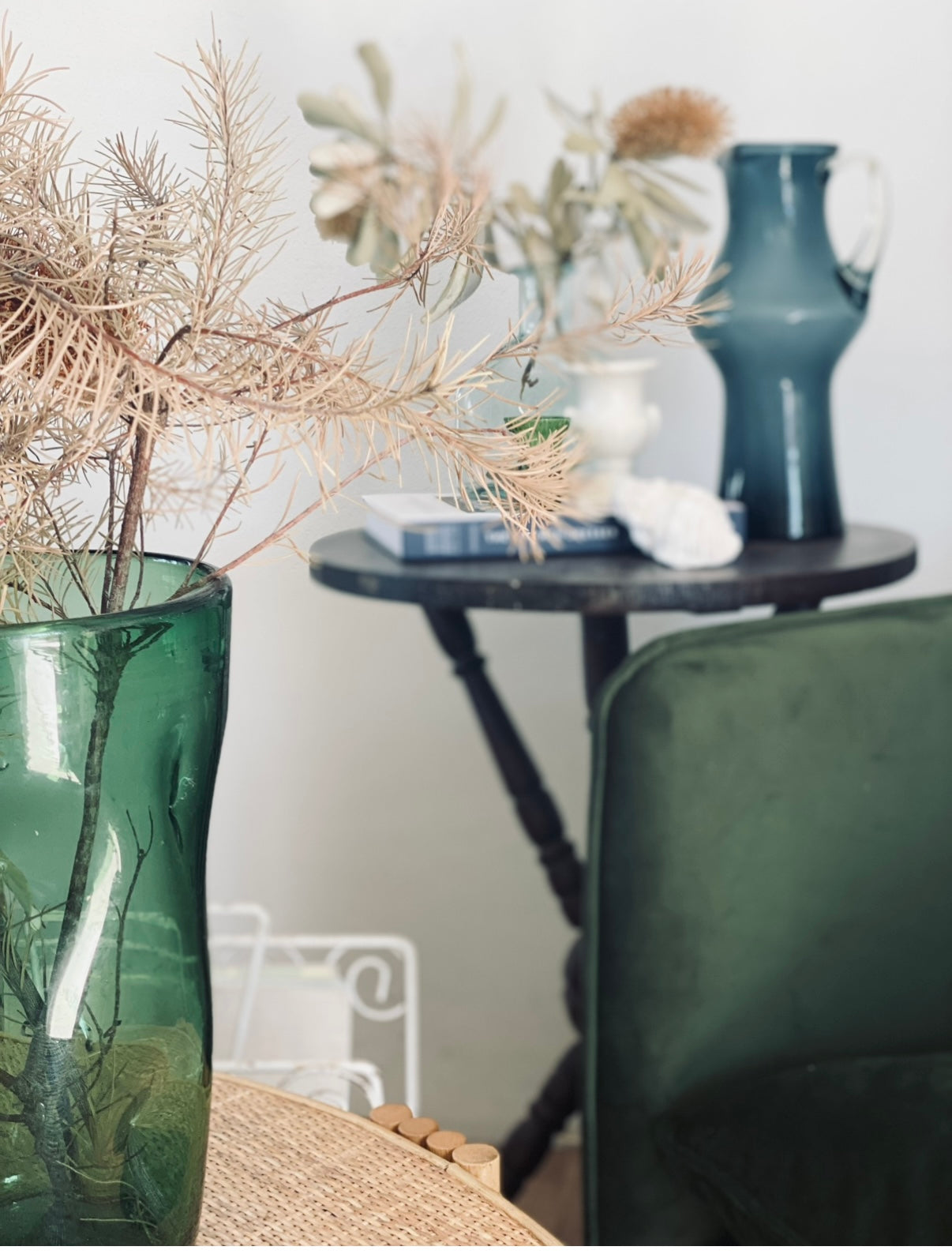 Mid Century Green Glass Vase